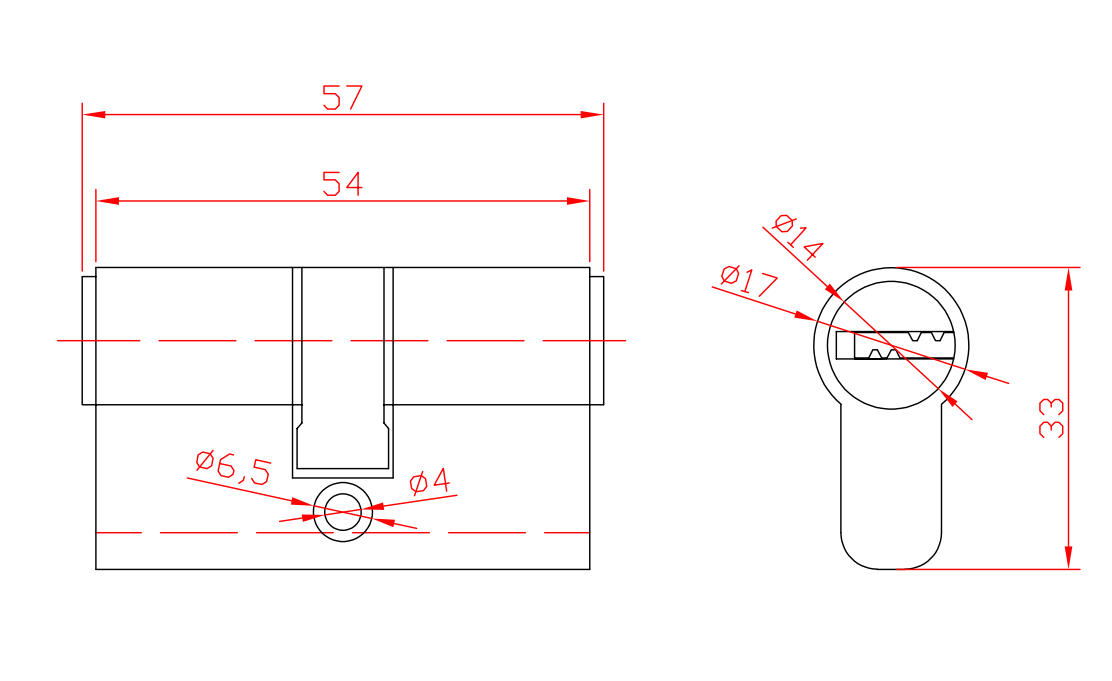 Dual Key Open Cylinder Lock