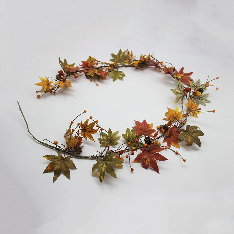 Fall Artificial Maple Leaves Berries Garland
