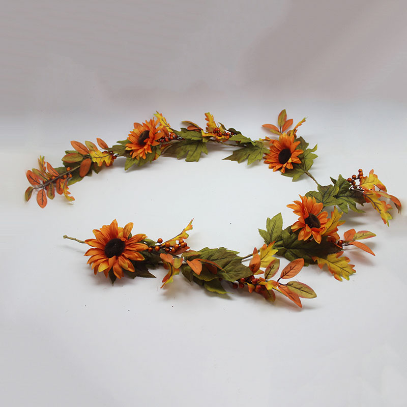 Autumn Home Deco Sunflowers Maple Leaves Garland