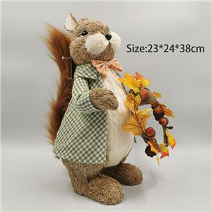 Decoration Natural Grass Handmade Straw Squirrel