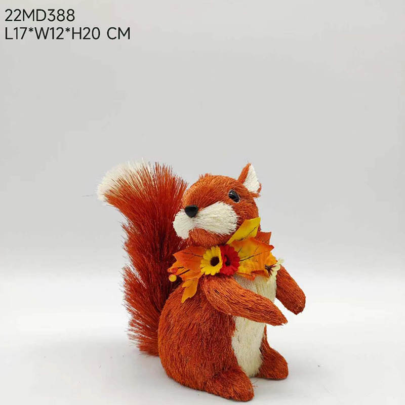 Fall Handmade Natural Straw Standing Squirrel