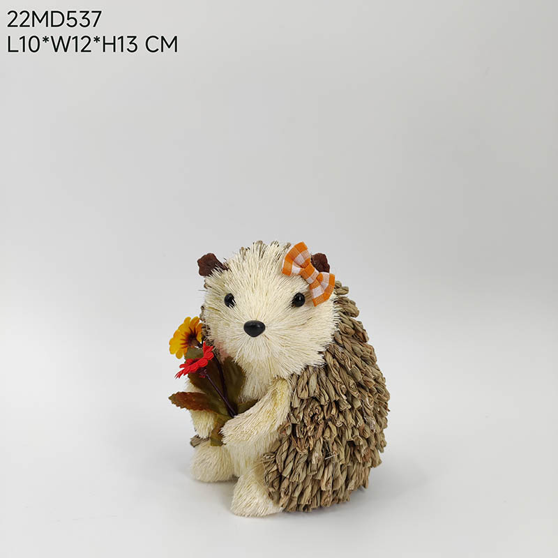 fall handmade straw hedgehog deco