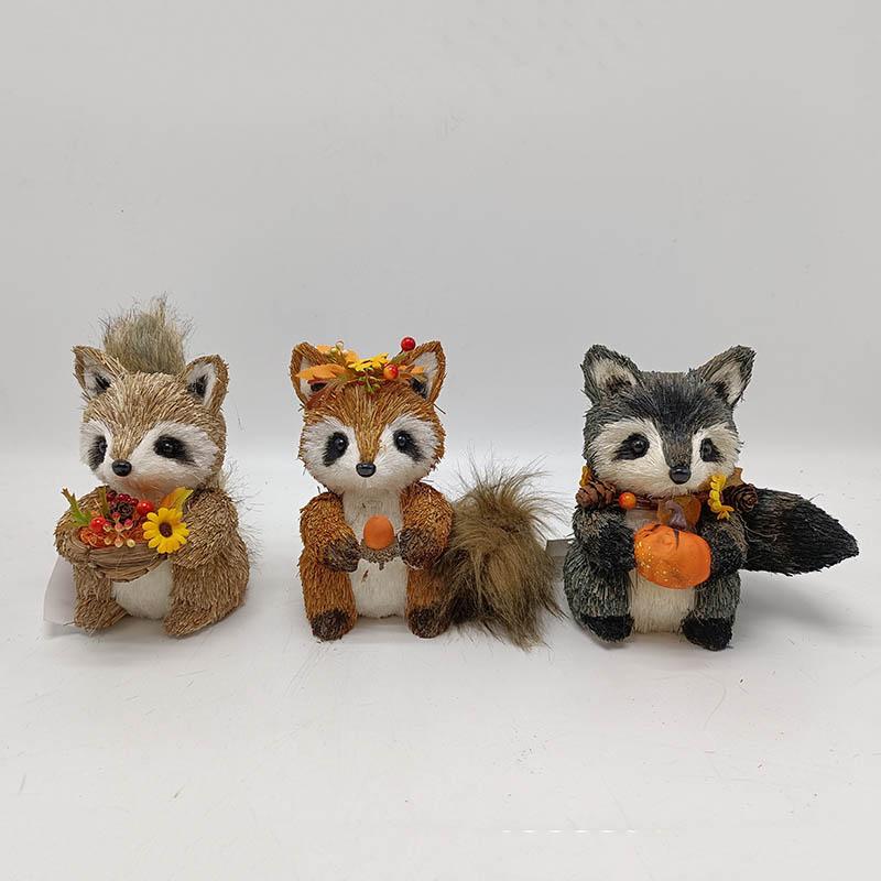 harvest handmade straw raccoon
