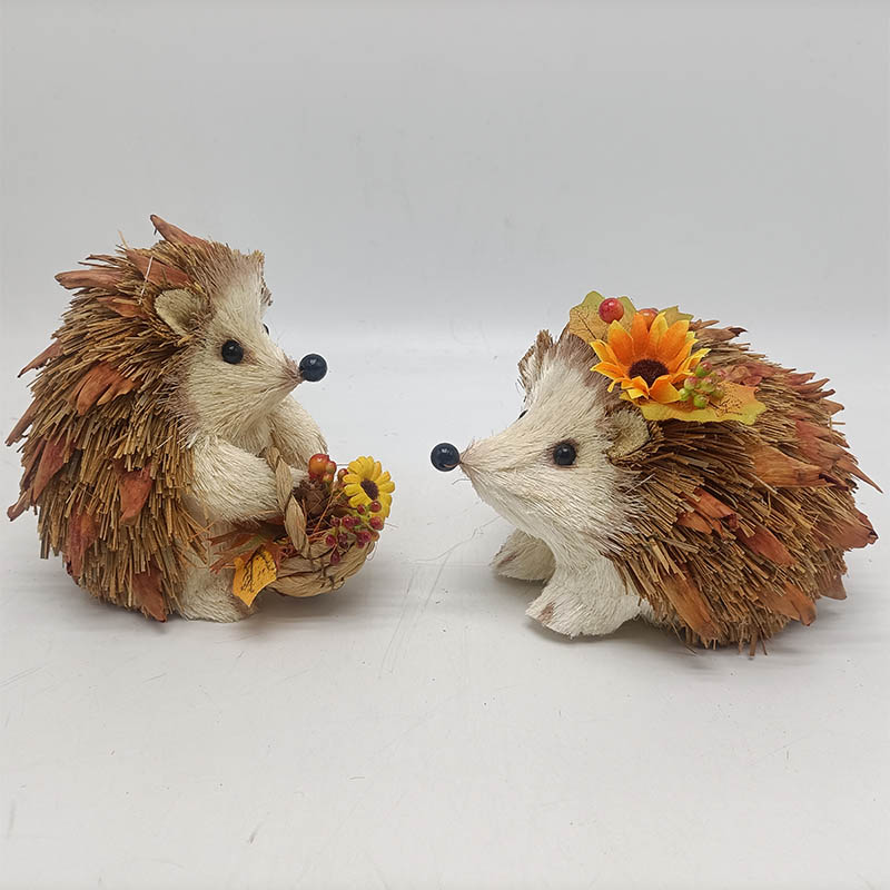 Seasonal Handmade Straw Hedgehog Baskets for Autumn