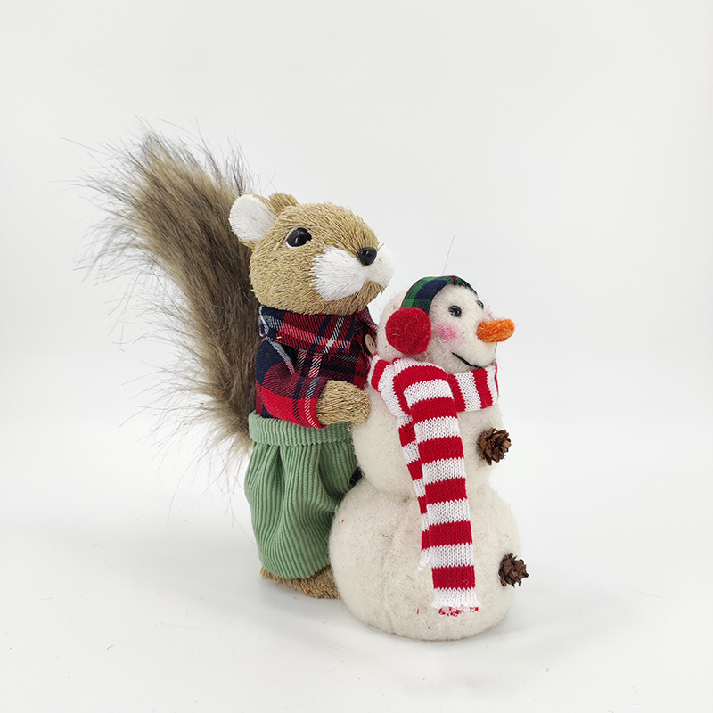 Tabel Decor Handmade Fabric Squirrel Snowman