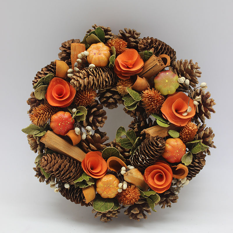 Handmade Fall Pumpkin Art Leaf Wreath