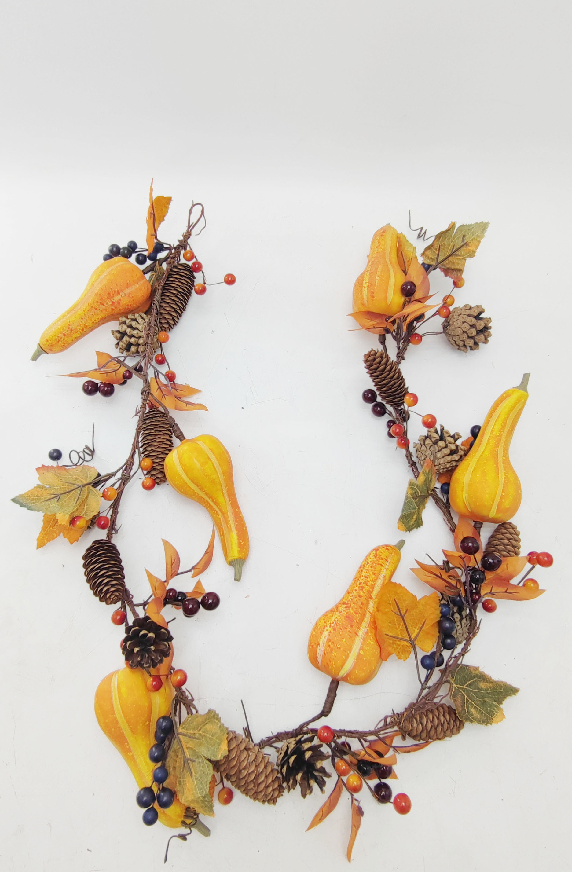Autumn Pine Cone Leaves Small Pumpkin Garland