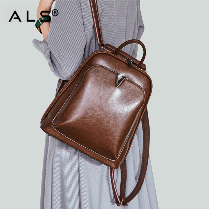 Casual Ladies Leather Backpack