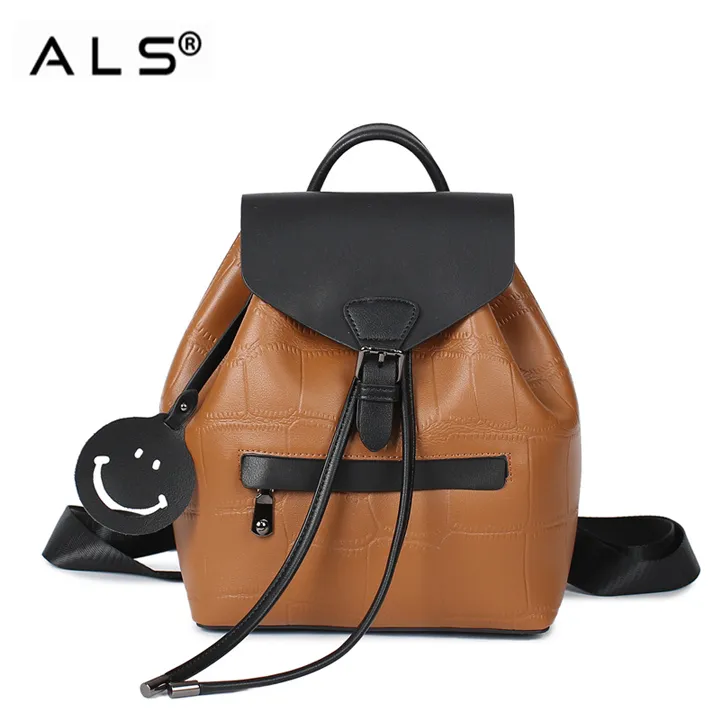 Ladies Women Leather Drawstring Bag