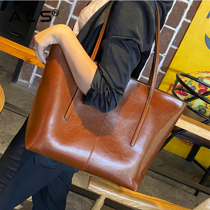 Bolso tote de hombro grande de piel