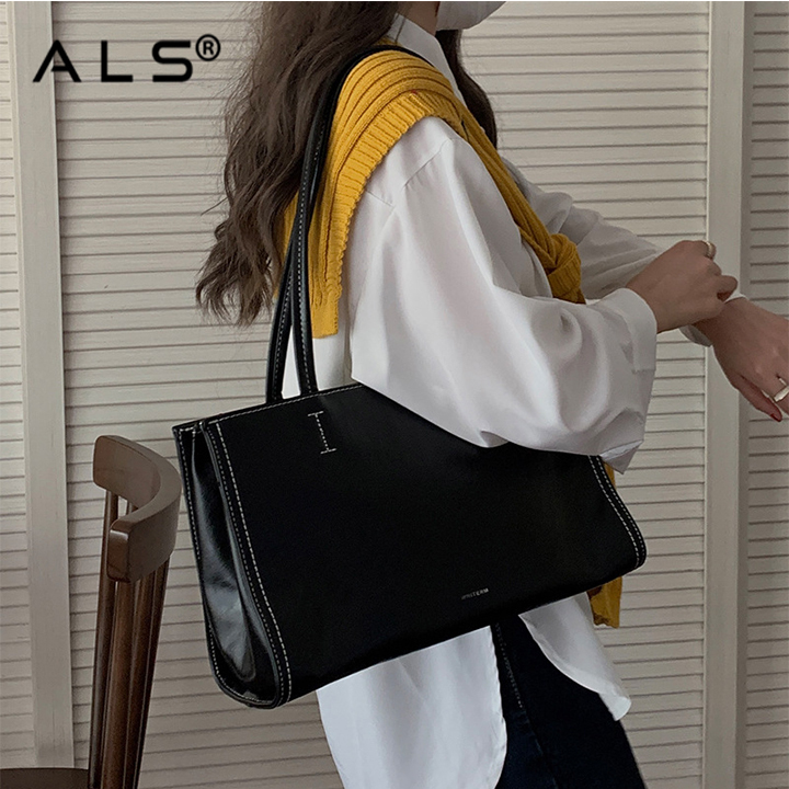 Shoulder leather tote bag for women