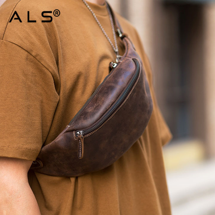 Leather Fanny Pack Mens Waist Bag