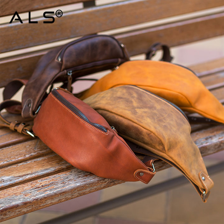 Riñonera de cuero para hombre