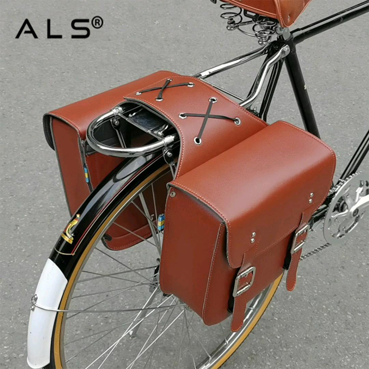 Bolsa lateral para bicicleta de cuero