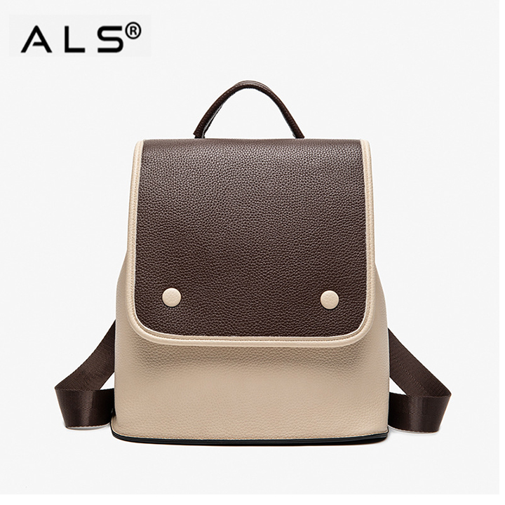 Leather Travel College Laptop Backpack