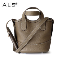 Double Genuine Leather Bucket Bags