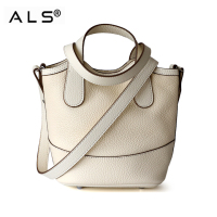 Double Genuine Leather Bucket Bags