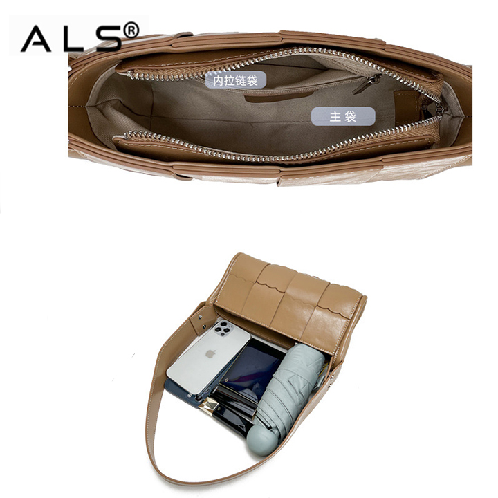 Bolso cruzado de cuero tejido de moda