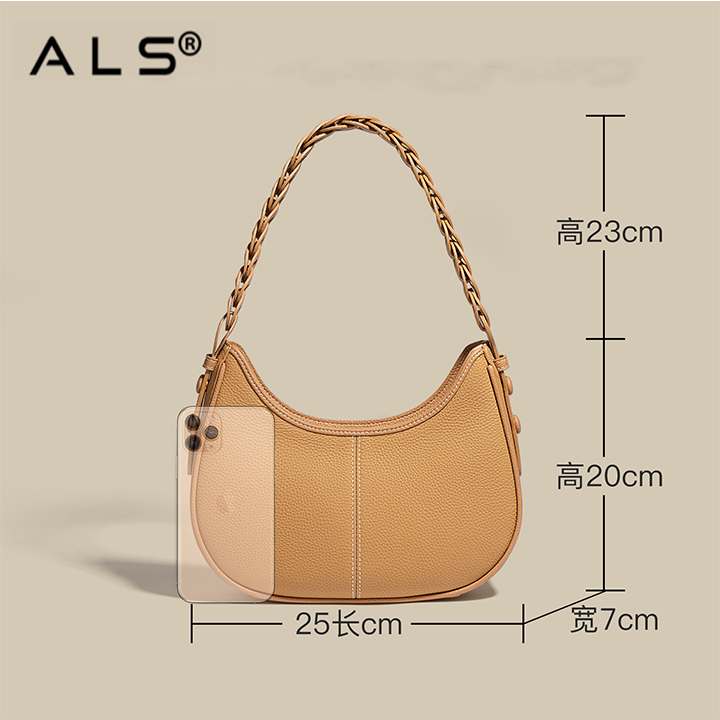 Elegant Moon Design Shoulder Leather Bag