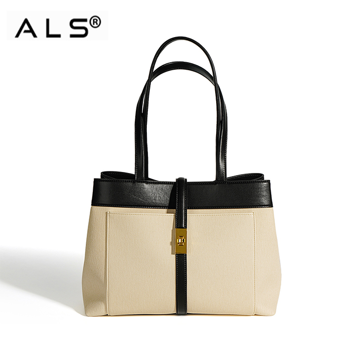 Bolso tote tipo maletín de cuero para mujer