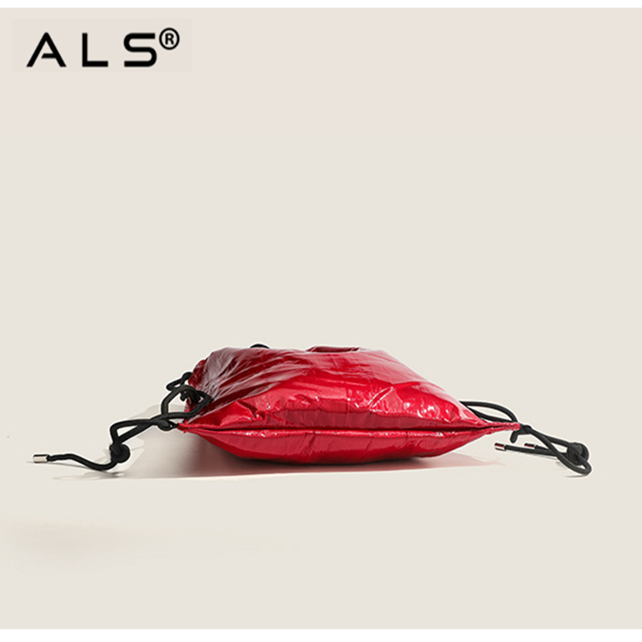 Mochila casual de cuero con cordón y bandolera