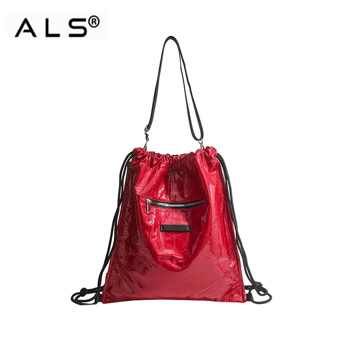 Casual Drawstring Sling Leather Backpack