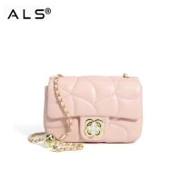 Women Leather Shoulder Handbag with Flap Gold Hardware Chain Strap Phone Wallet Purse