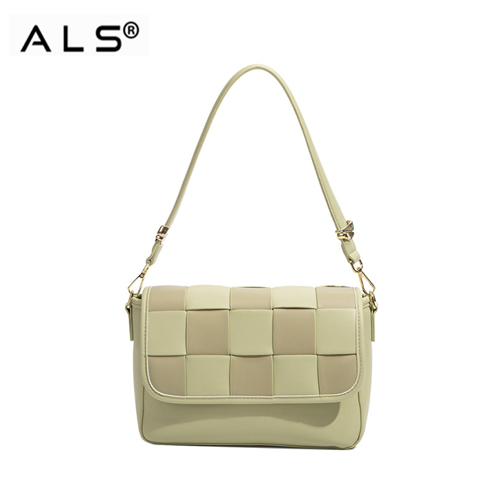 Quilted Flap Green Leather Shoulder Bag