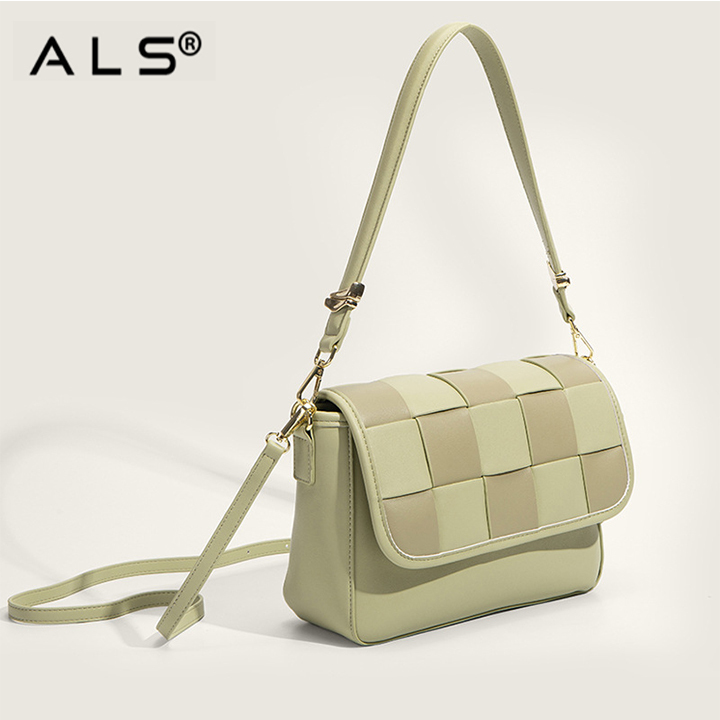 Quilted Flap Green Leather Shoulder Bag