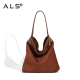 Large Women's Retro Shoulder Bags Purse Slouchy Tote Bag Brown Leather Purse Suede Hobo