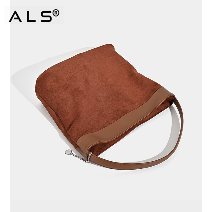 Bolsos de hombro grandes retro para mujer, bolso de mano holgado, bolso de cuero marrón, bolso de gamuza estilo hobo