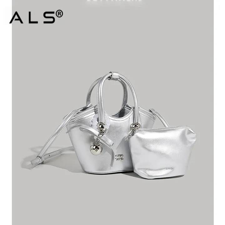 Neue Basic Crossbody Bucket Schultertasche aus Leder