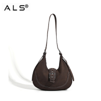 Suede crossbody saddle bag