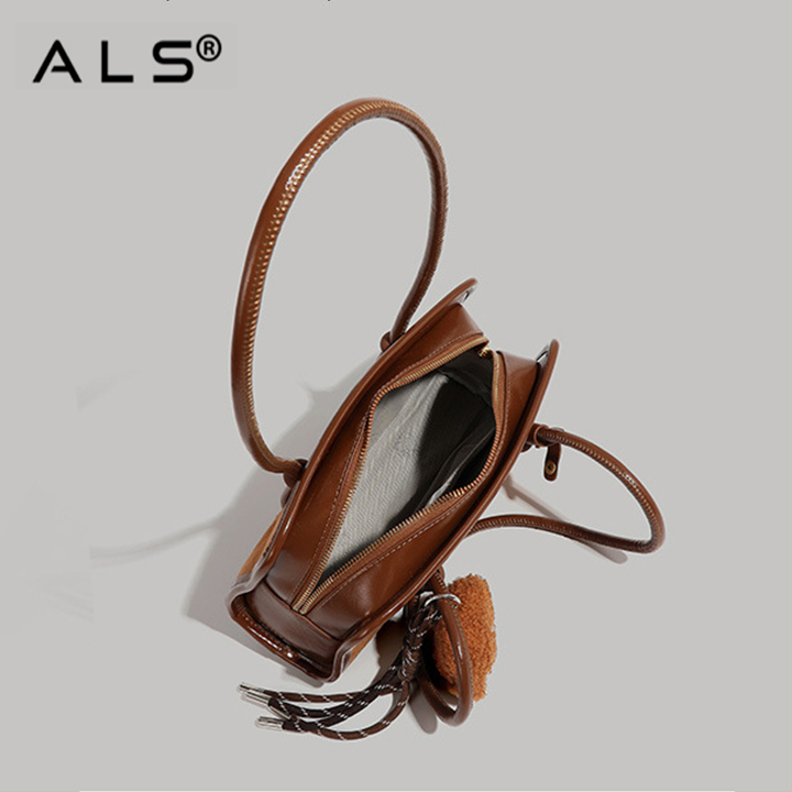 Suede bowling leather bag