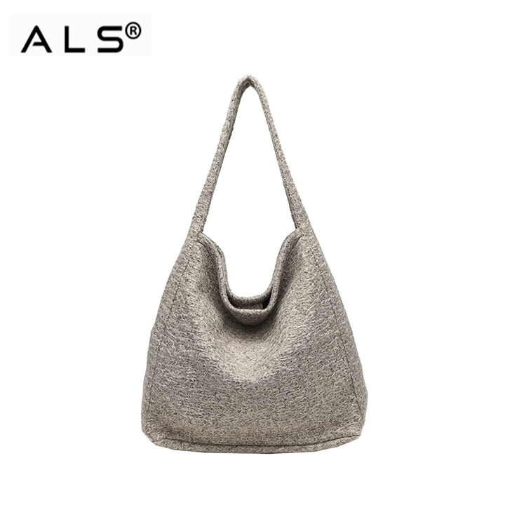 Bolso de hombro tipo tote de tela de fieltro suave