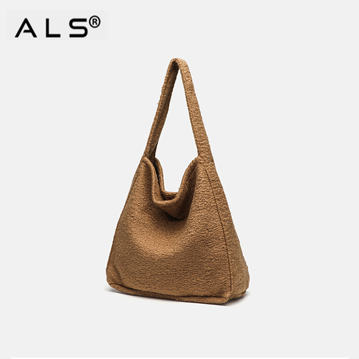 Bolso de hombro tipo tote de tela de fieltro suave