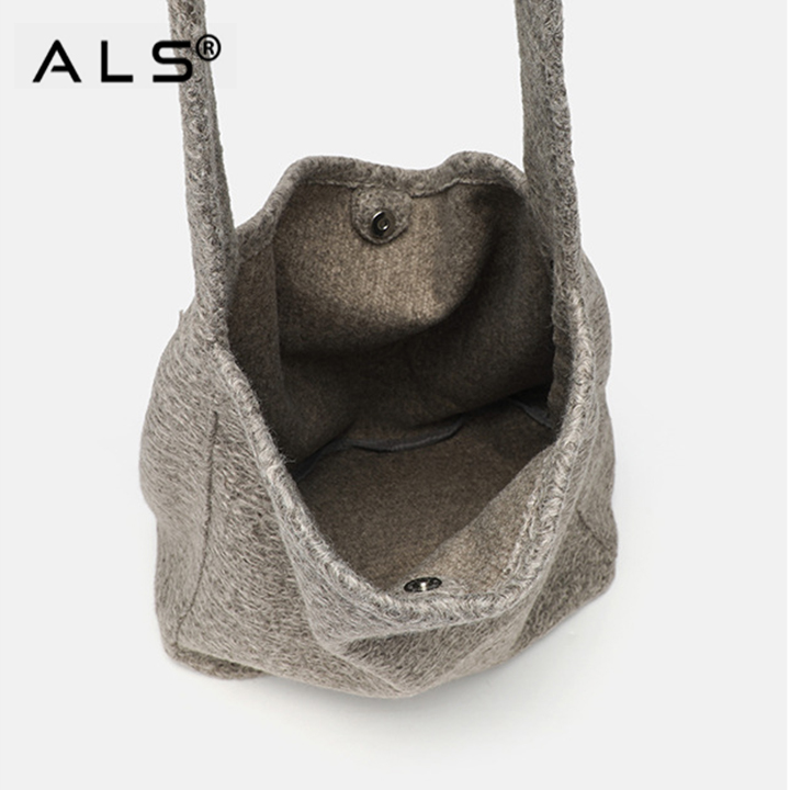 Bolso de hombro tipo tote de tela de fieltro suave
