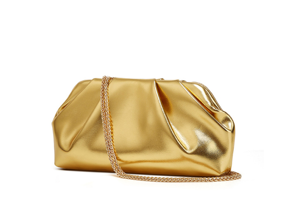 Metal smooth leather shoulder purse