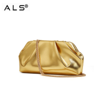 Metal smooth leather shoulder purse