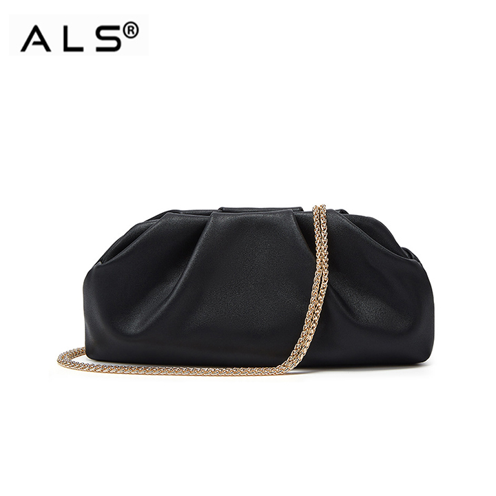 Monedero de hombro de piel lisa de metal