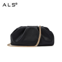 Metal smooth leather shoulder purse