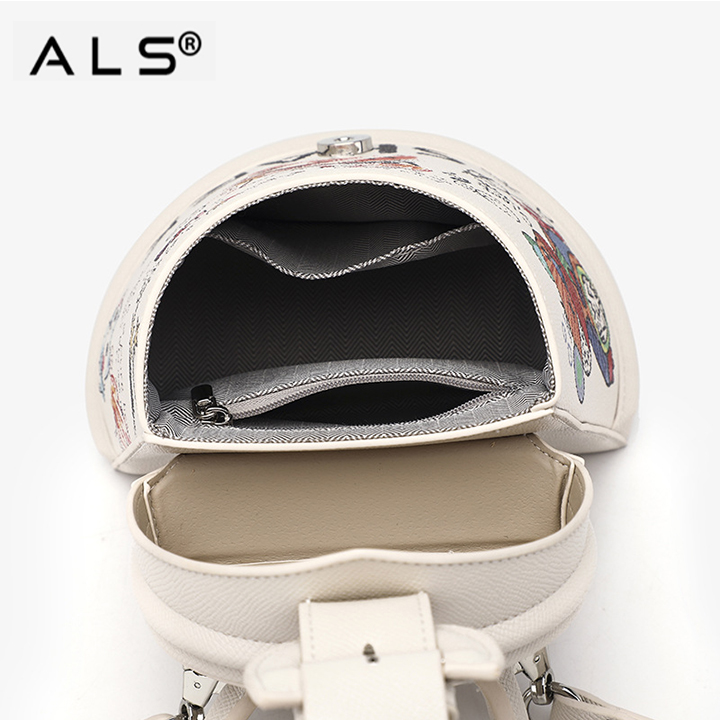 Lindo bolso cubo blanco trapezoidal con grafiti