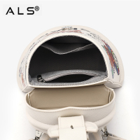 Cute graffiti trapezoidal white bucket bag