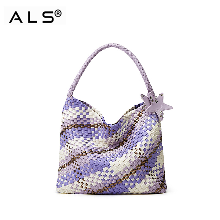 Weave leather shoulder bag