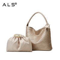 Weave leather shoulder bag