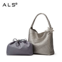 Weave leather shoulder bag