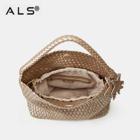 Weave leather shoulder bag
