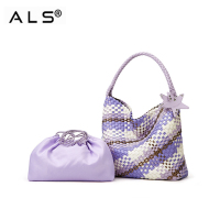 Weave leather shoulder bag