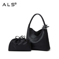 Weave leather shoulder bag