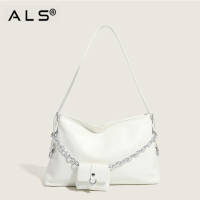 Túi đeo vai bằng da kim loại có dây xích nhỏ